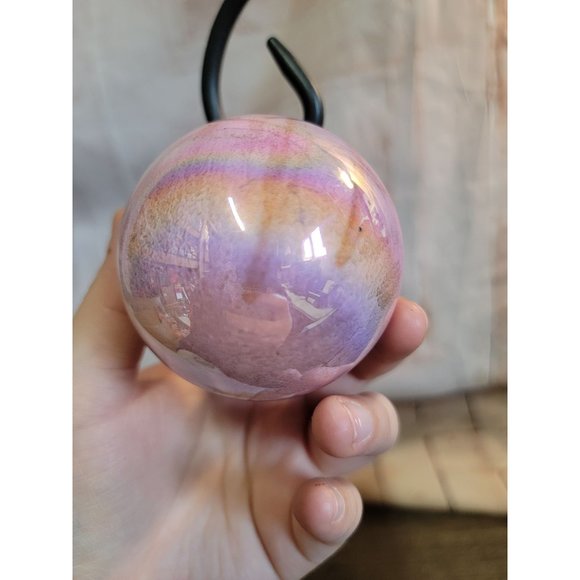 Holographic pink glass ball ornament Xmas decor - Picture 6 of 6